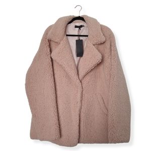 Silver Jeans Woman's Brigette Dusty Rose Teddy Peacoat | Size XL